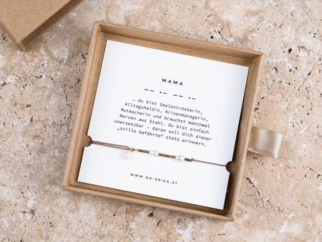 Morsecode Armband "Mama" mit Perlen